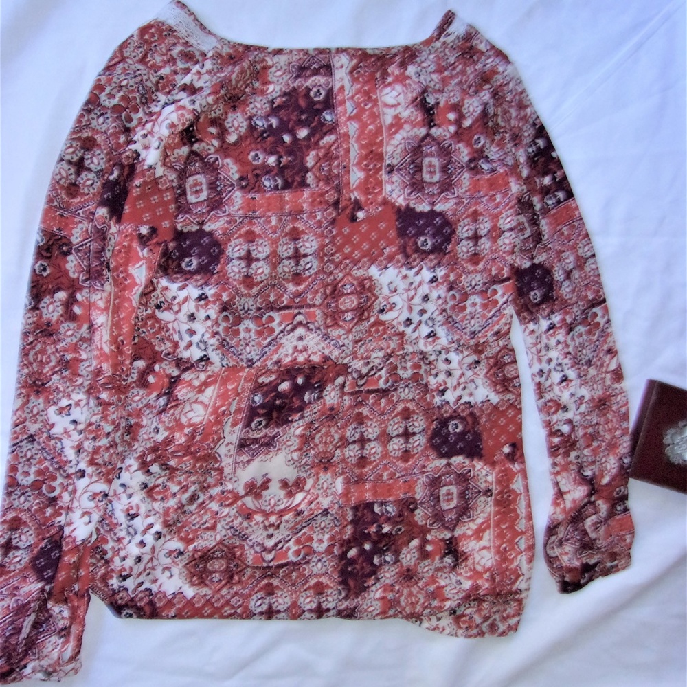 💝4/$15 medium large womens boho pattern shirt top - Picture 5 of 6